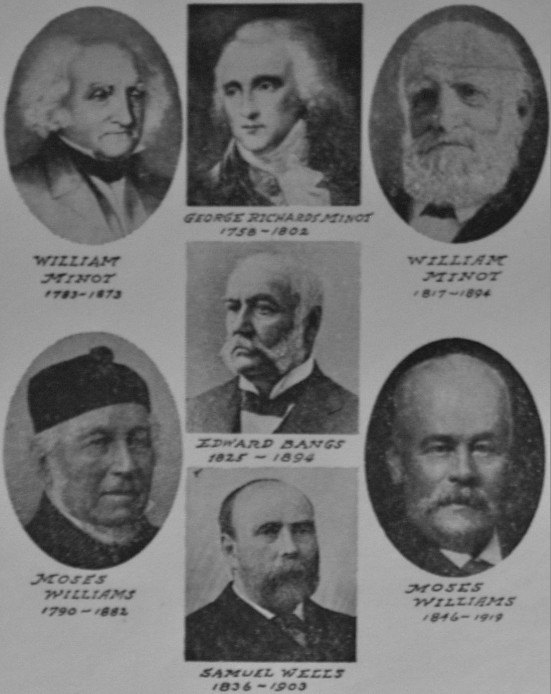Portraits of the Minot, Williams, Bangs and Wells trustees, from the Boston Evening Transcript, January 5, 1935